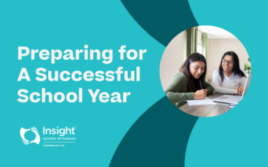 Insight School of Kansas blog header reading “Preparing for a Successful School Year,” featuring a student studying with an adult.